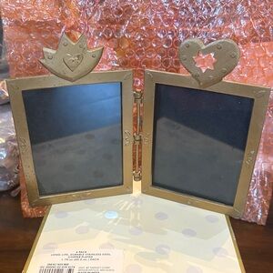 Meryl Weitz Rare Vintage Double Crown Heart, Heart Star, painted metal Frame